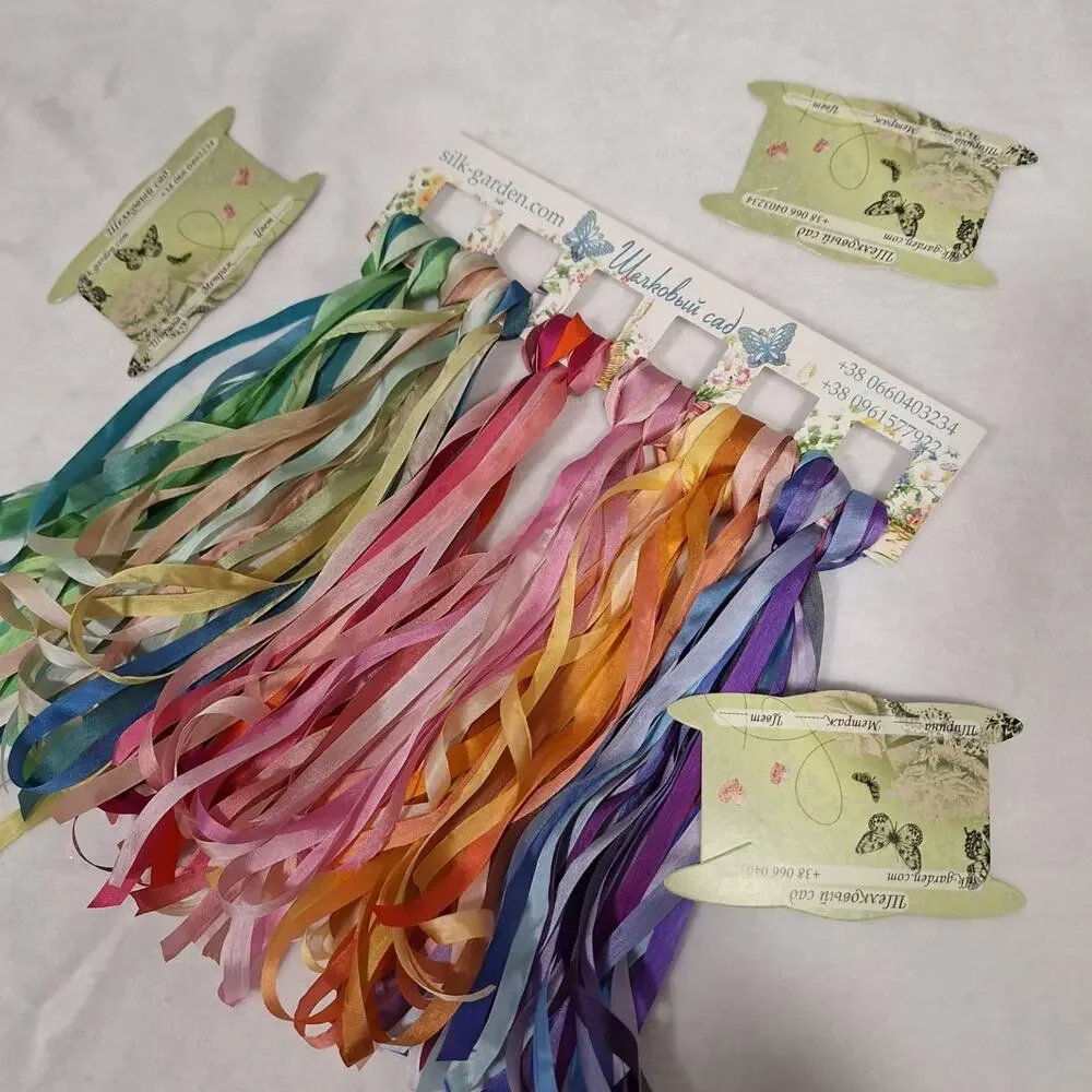 7mm set 37 meters Variegated Silk ribbon,Ribbon embroidery, Hand embroidery